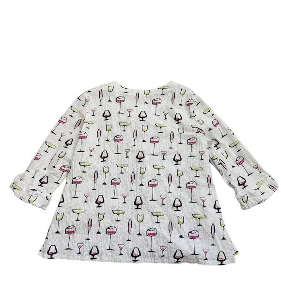 Shana Tunic Top Womens Medium Oversized Crushed Button Wine Gauze Like - Picture 4 of 6